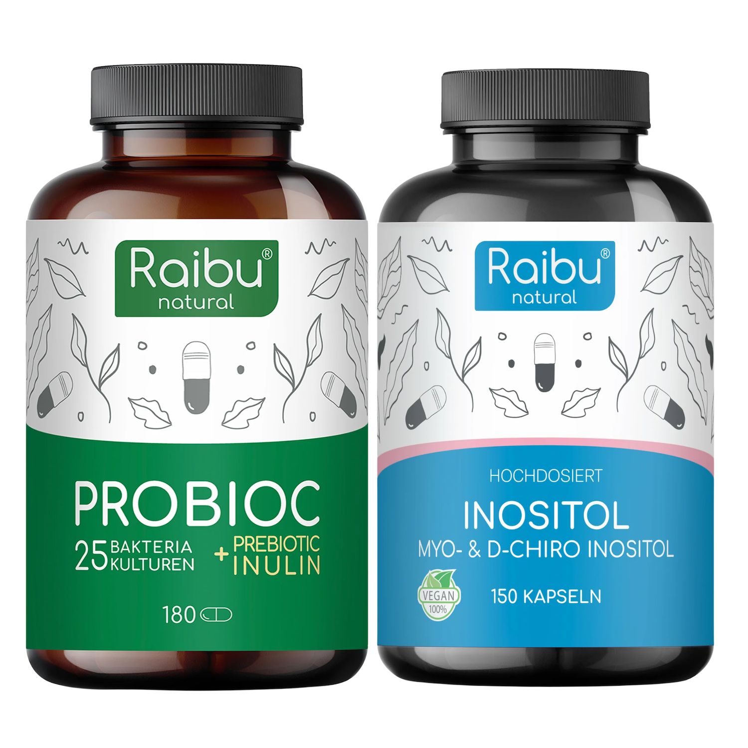 RAIBU Hormonbalance & Darmgesundheit Duo – Inositol + Probioc Kulturen Komplex