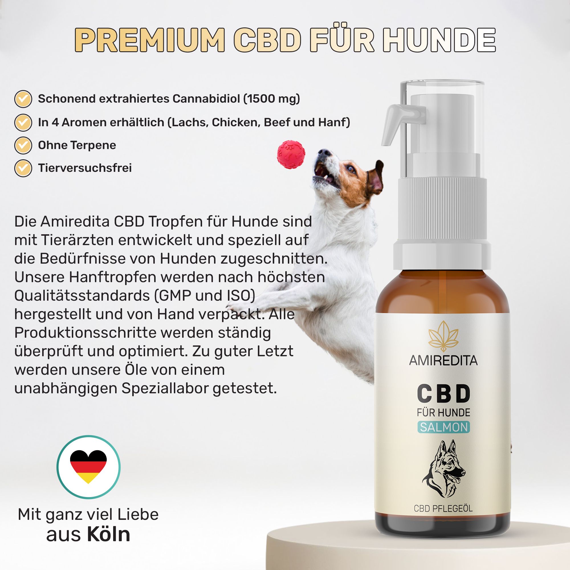 Amiredita CBD Öl Hunde 1500mg - Lachsaroma