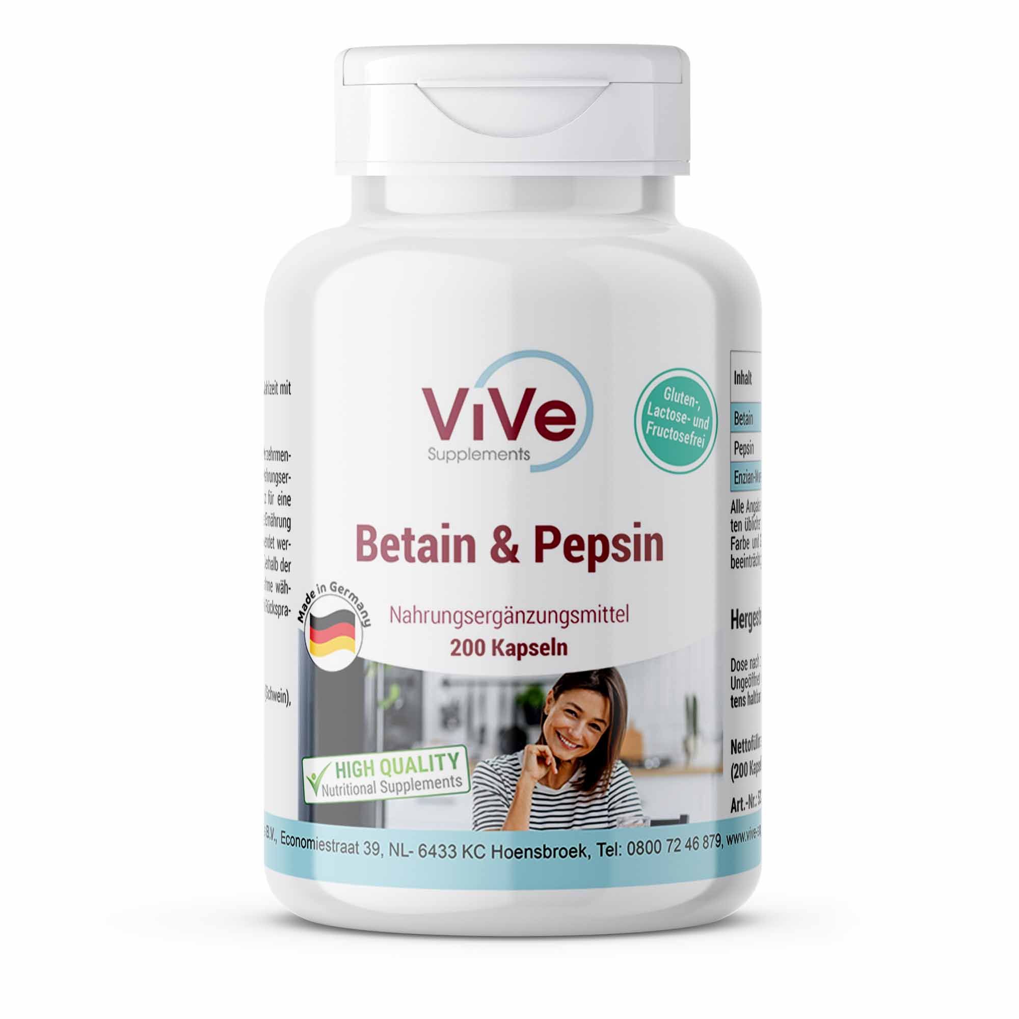 Vive Supplements | Betain & Pepsin 200 St