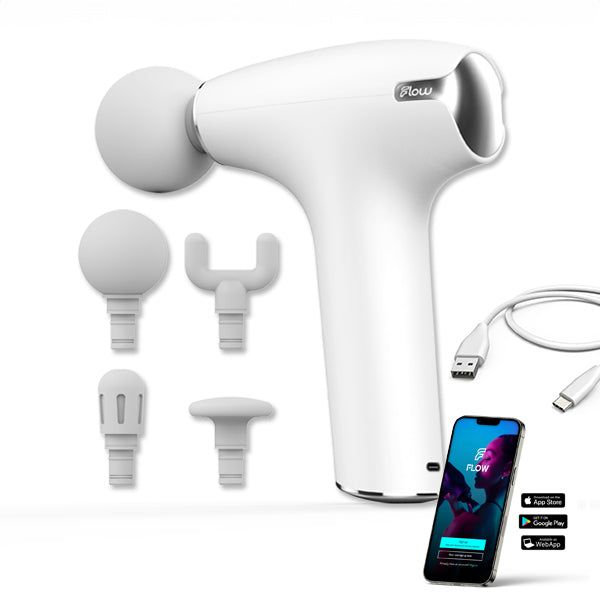 Flow® NANO Mini Massagepistole - Kleines Muskel Massagegerät mit Massage & Wärme. Weiß