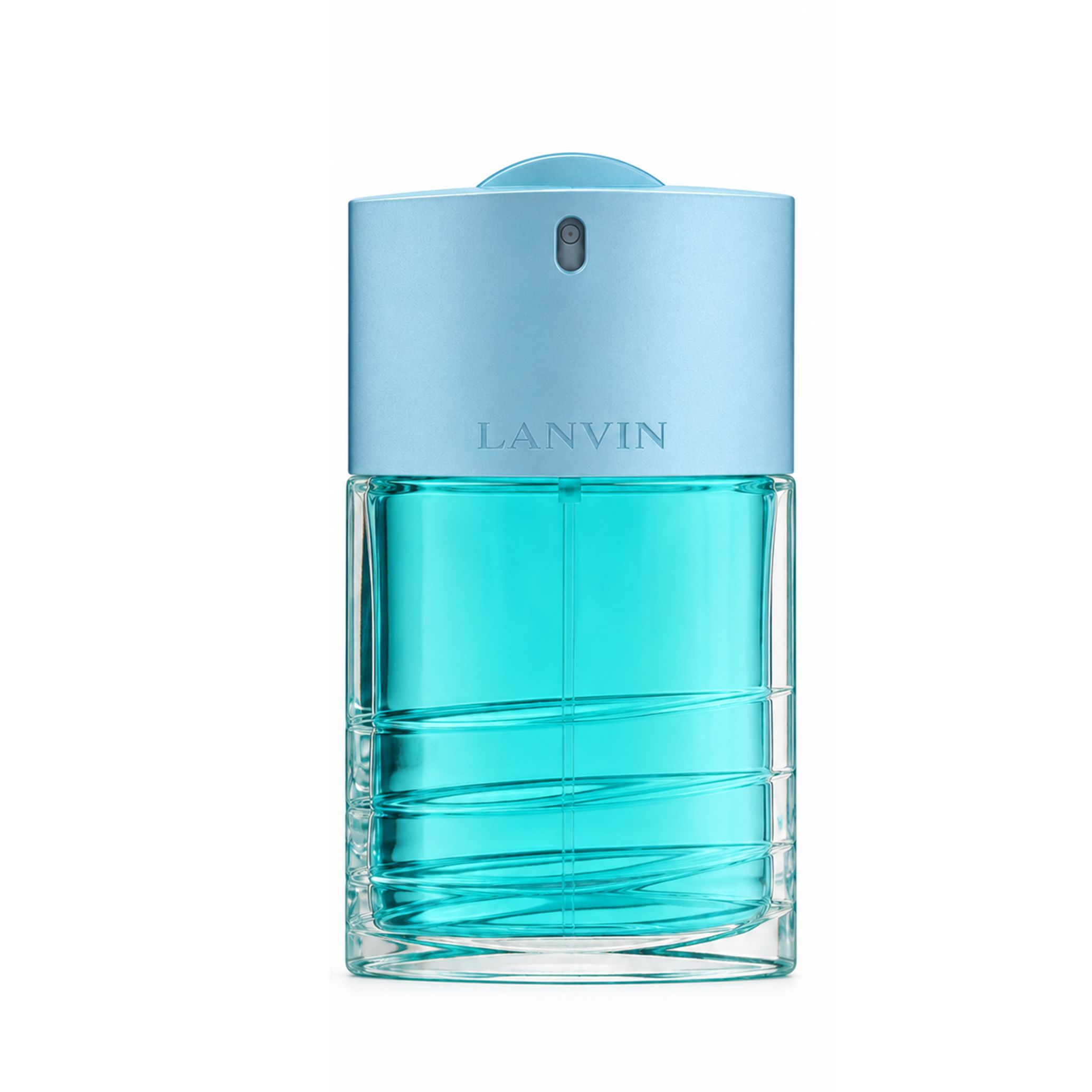 Lanvin Oxygene Homme Eau de Toilette Flakon mit blauem Inhalt und gerilltem Glas.