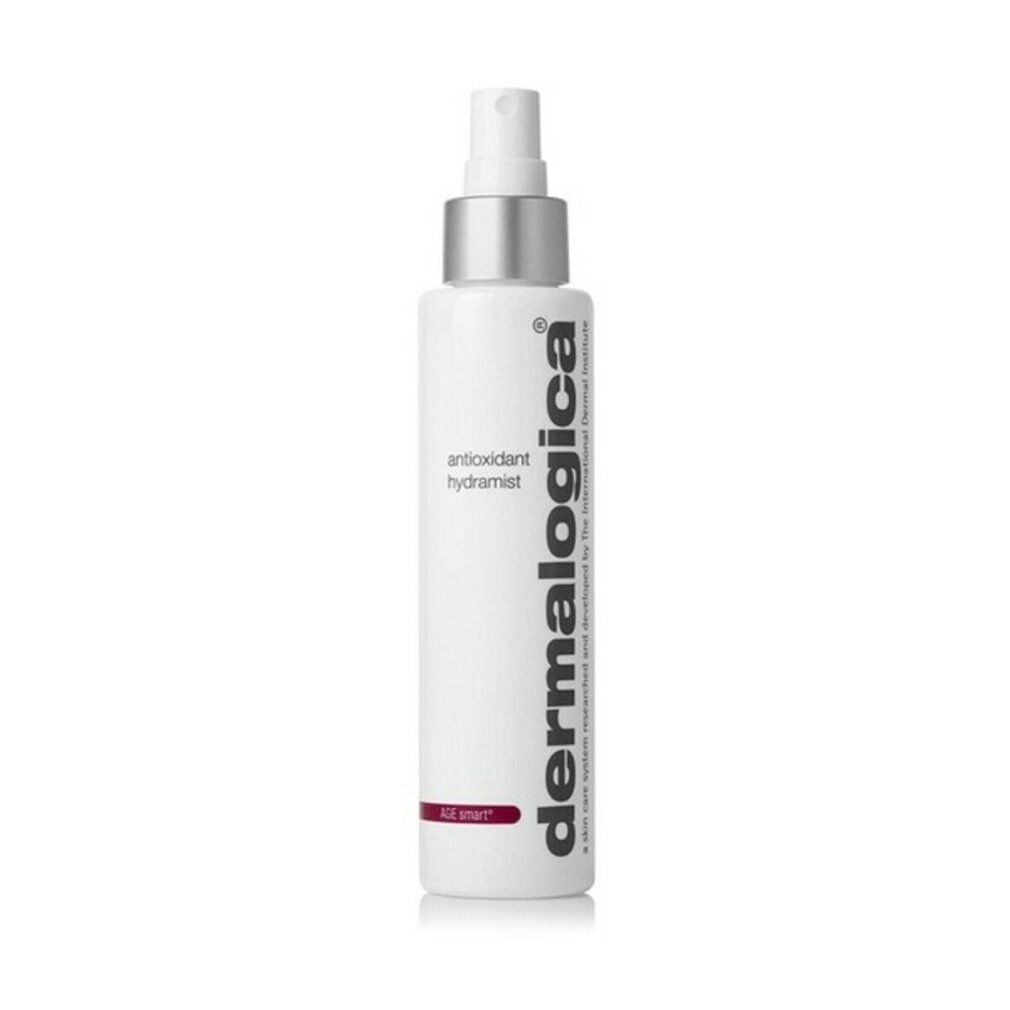 Weisse Flasche mit Sprühkopf. Aufschrift: Dermalogica, antioxidant hydramist, AGE smart.