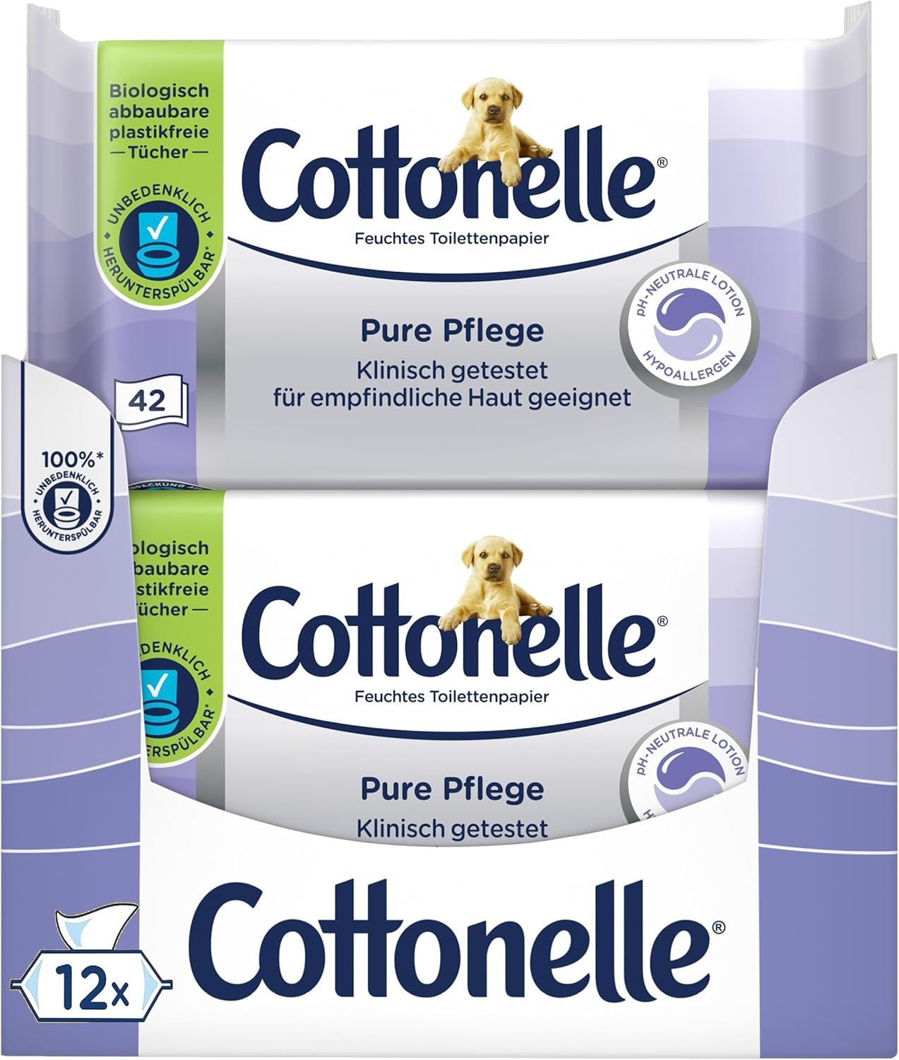 Cottonelle Feuchtes Toilettenpapier Pure Pflege ultra-sensitive Tücher
