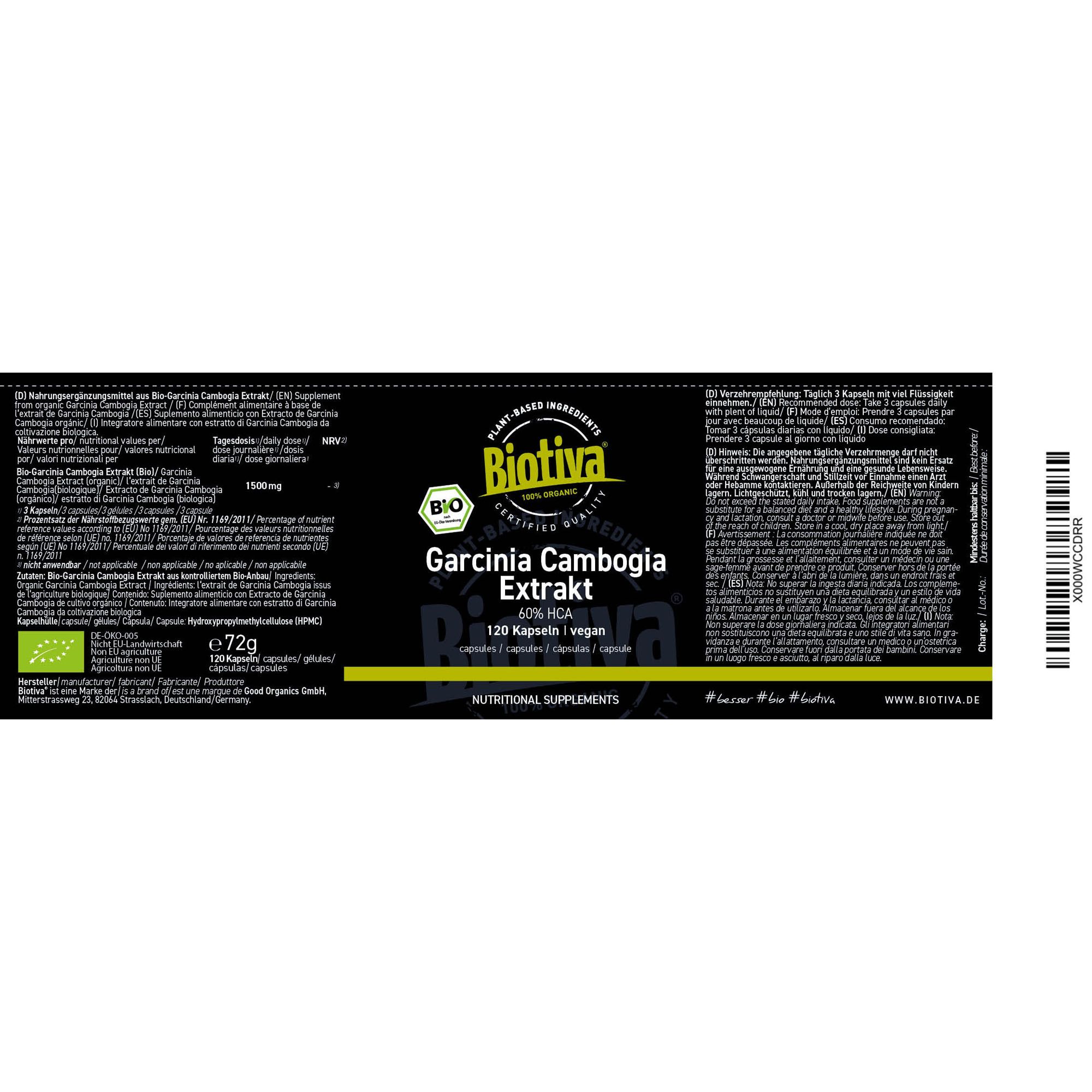 Biotiva Garcinia Cambogia Extrakt Kapseln Bio