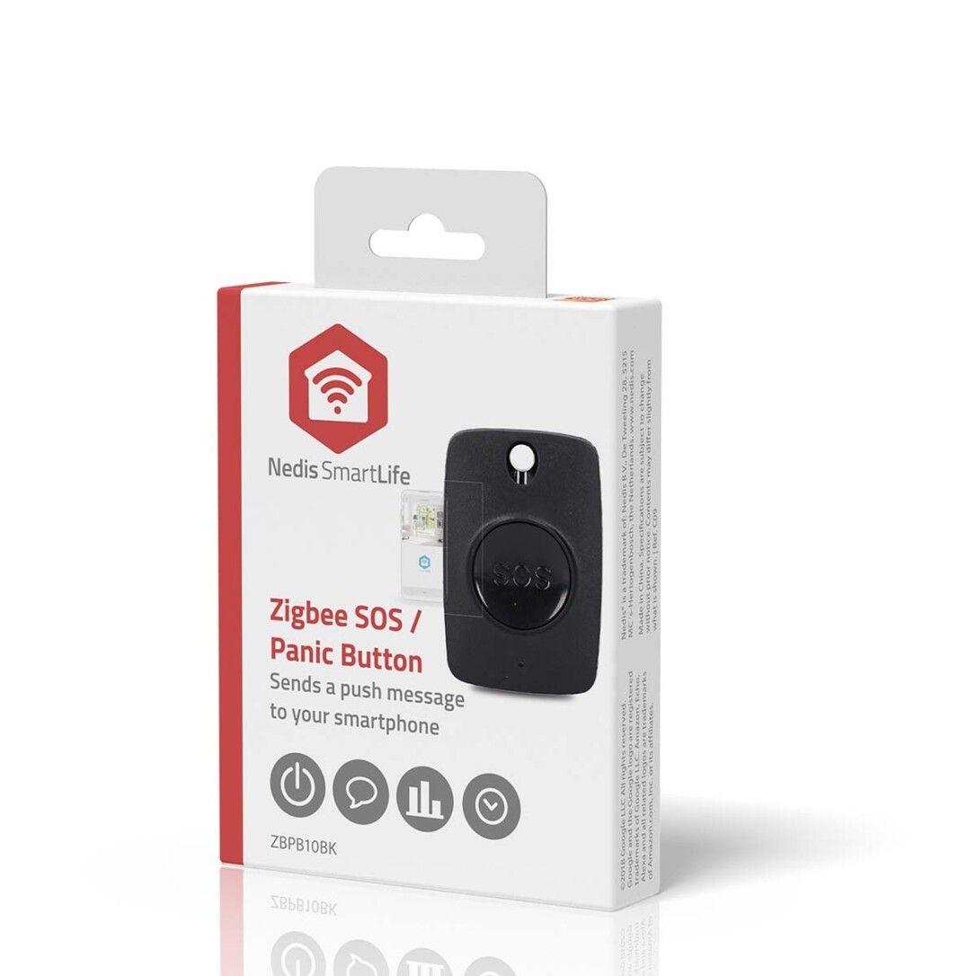 Nedis Smart-Panik-Knopf / Zigbee 3.0 / Batterietyp – Energie: CR2450 / Schwarz
