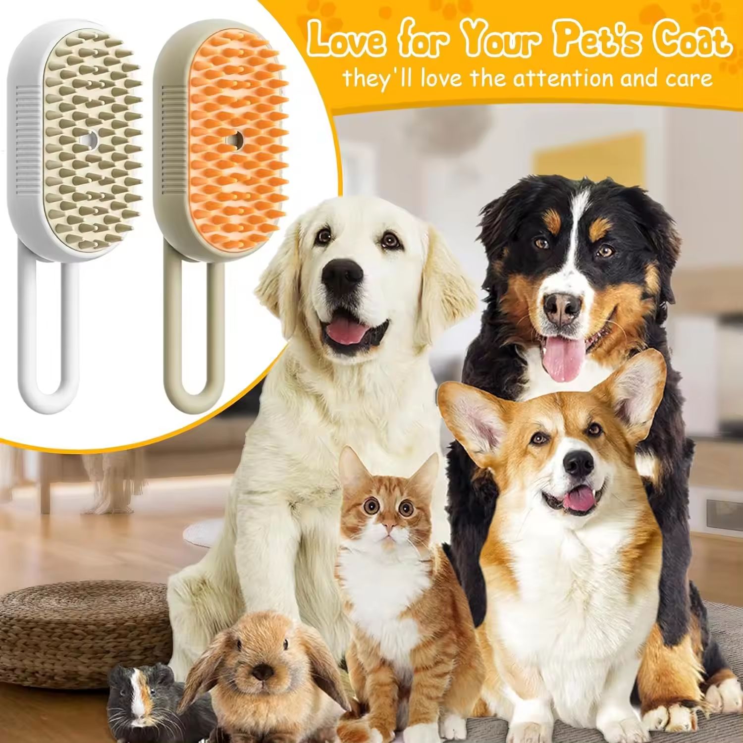 PETSATION 3-in-1 Bürste mit Dampf (Hunde, Katzen, Pferde)