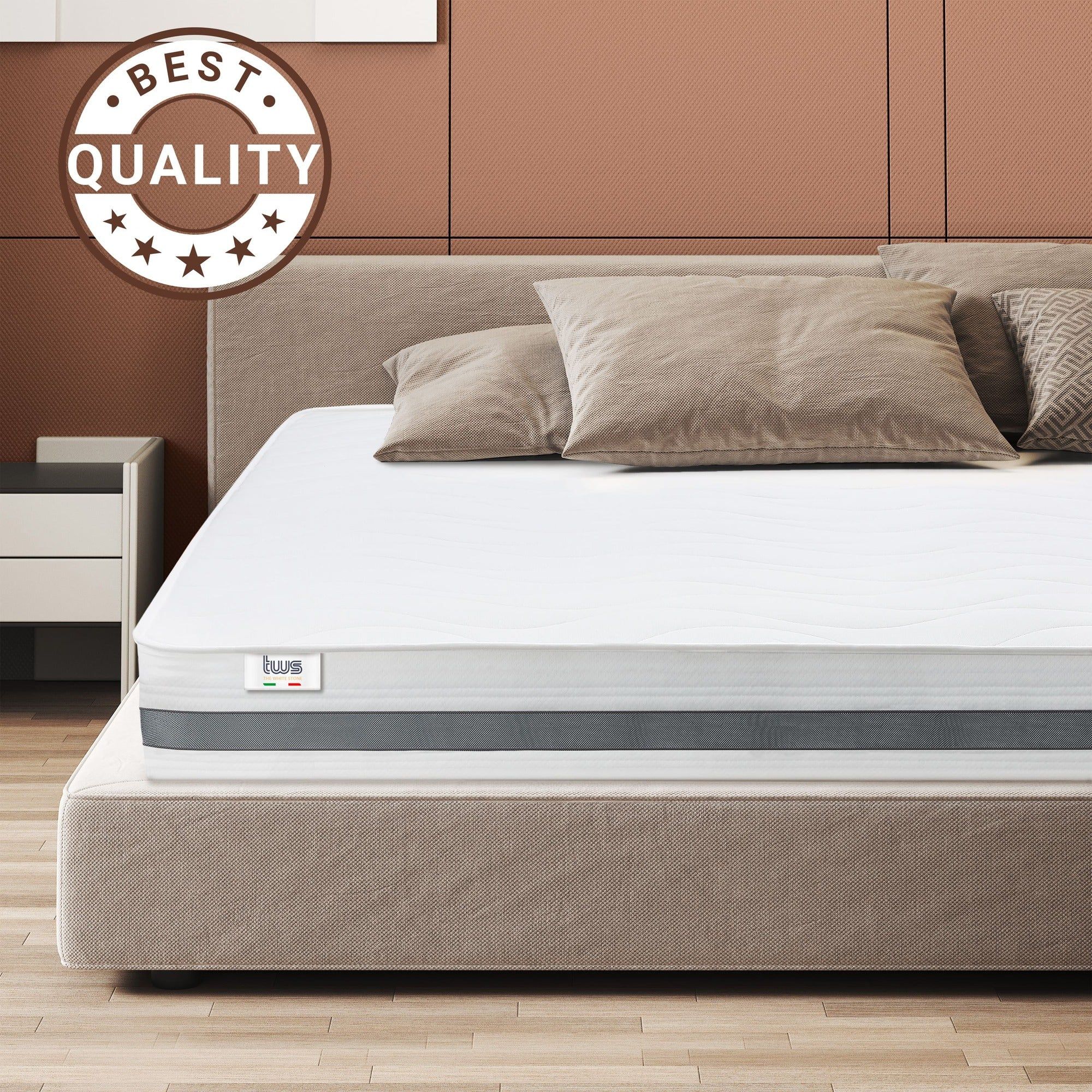 The White Stone Matratze 135x190 cm mit Antibakterieller Schaum | Höhe 25 cm