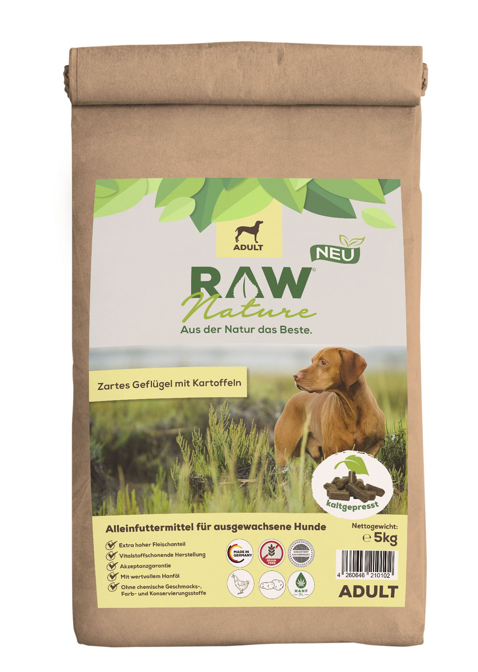 RAW Nature kaltgepresstes Trockenfutter ADULT Huhn Pur
