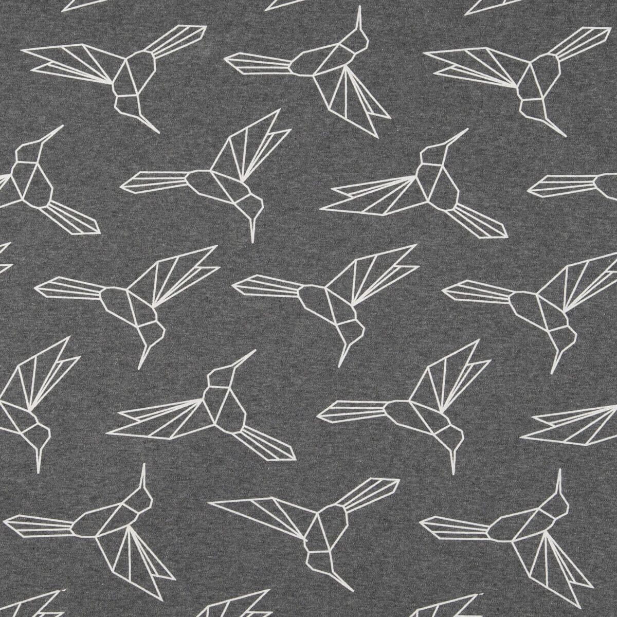 Elastisches Tragetuch Design grau mit Kolibris HOPPEDIZ