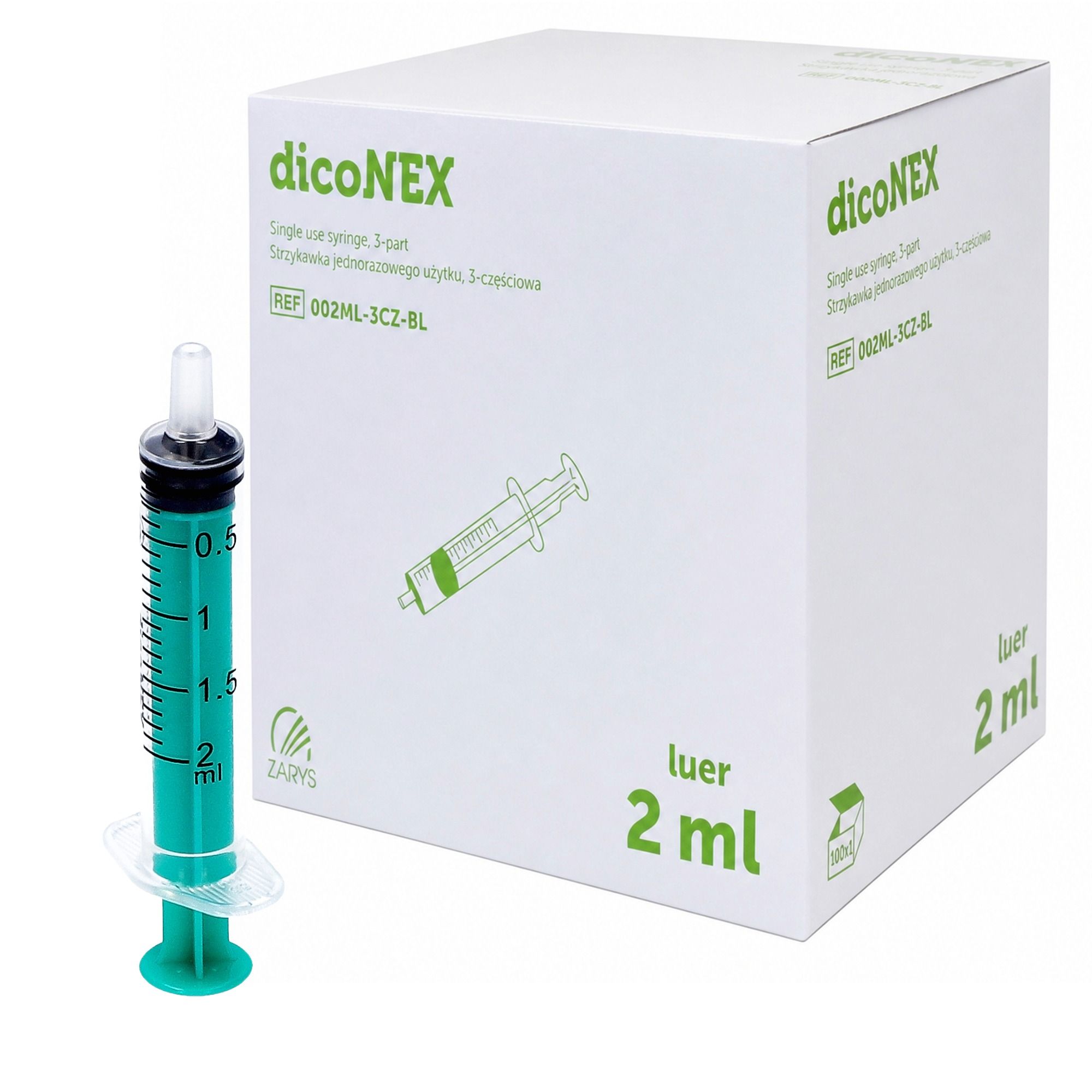 dicoNEX Einmalspritze 2 ml Luer-Slip steril 0,1 ml Skalierung