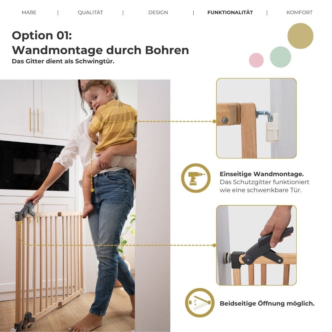 GEUTHER Türschutzgitter Nina 68–102 cm Holz grau