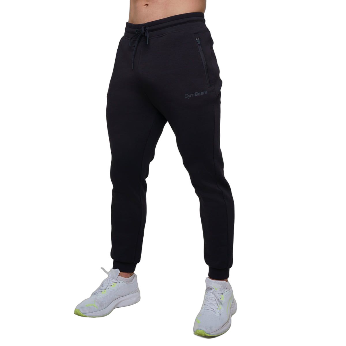 GymBeam Jogginghose Herren slim mit Kordelzug und Reißverschlusstaschen Onyx