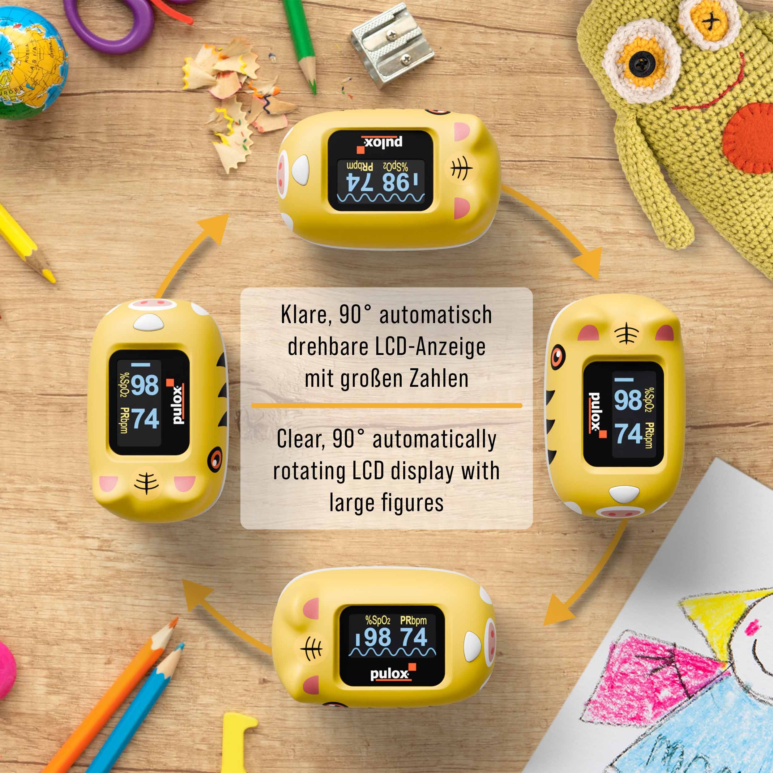 Pulox PO-230 - Finger-Pulsoximeter für Kinder - Gelb