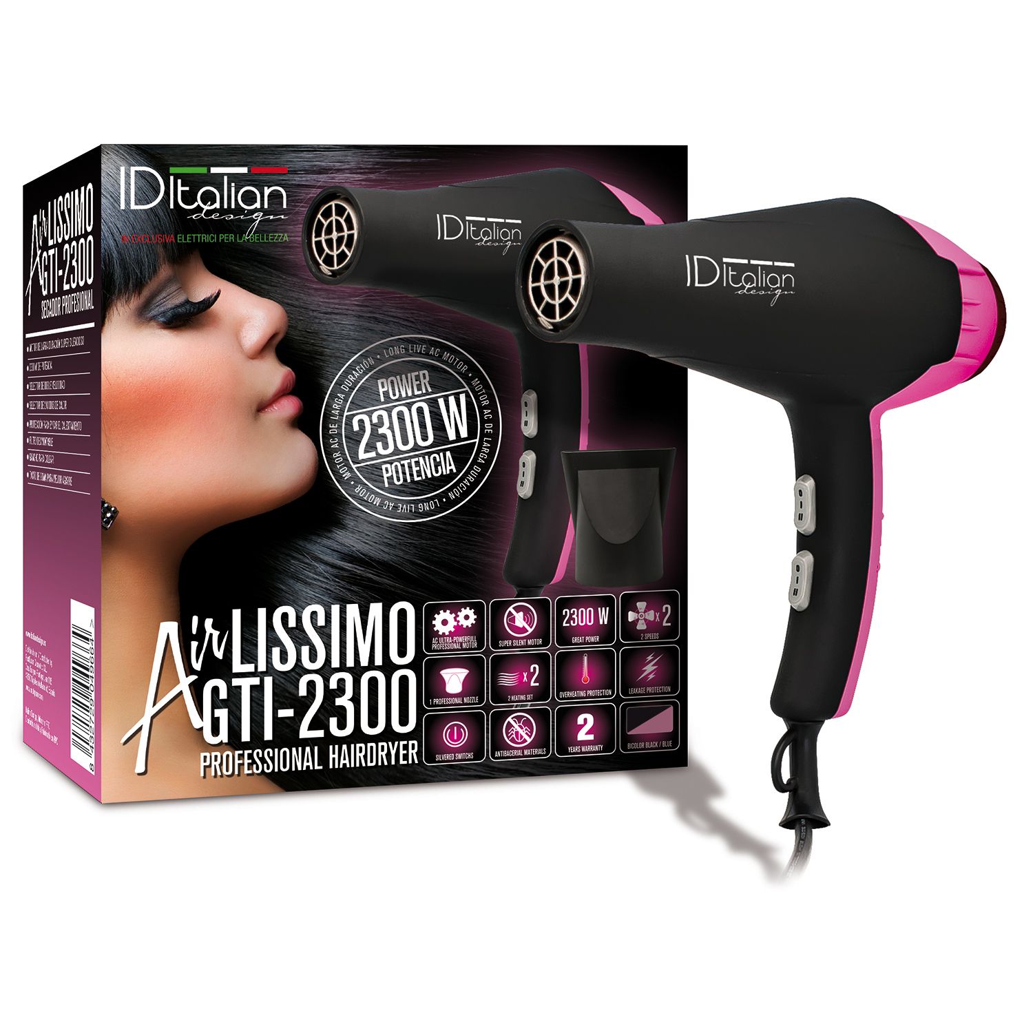 Haartrockner gti 2300 airlissimi rosa 2300w 1048 g