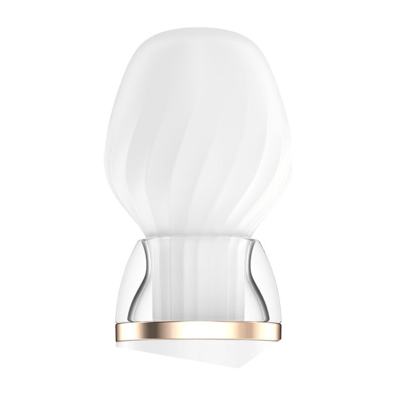 Weißer Kopf des Doppel-Wand-er. Abgerundete Form mit geriffelter Oberfläche.