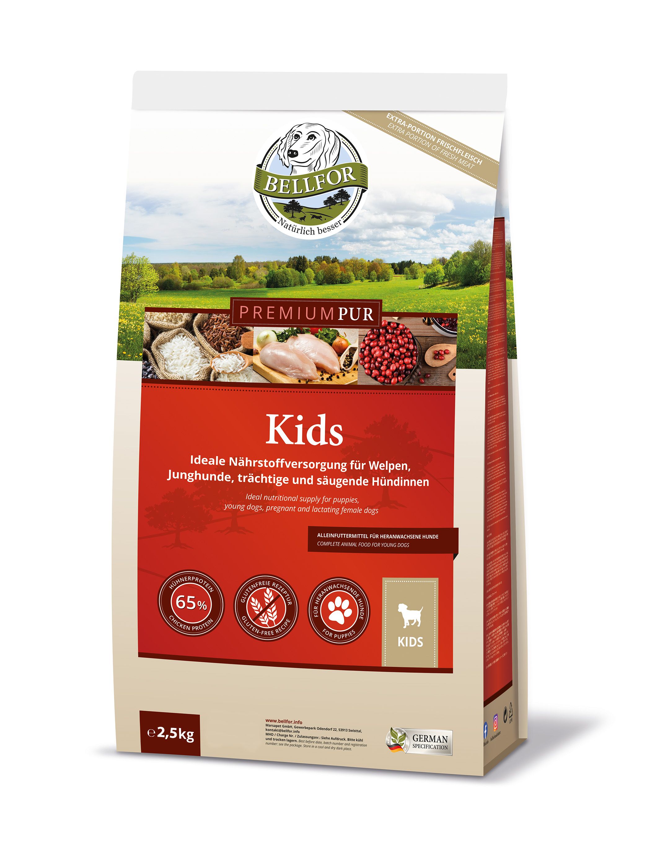 Bellfor Glutenfrei Hundefutter für Welpen - PREMIUM PUR Kids