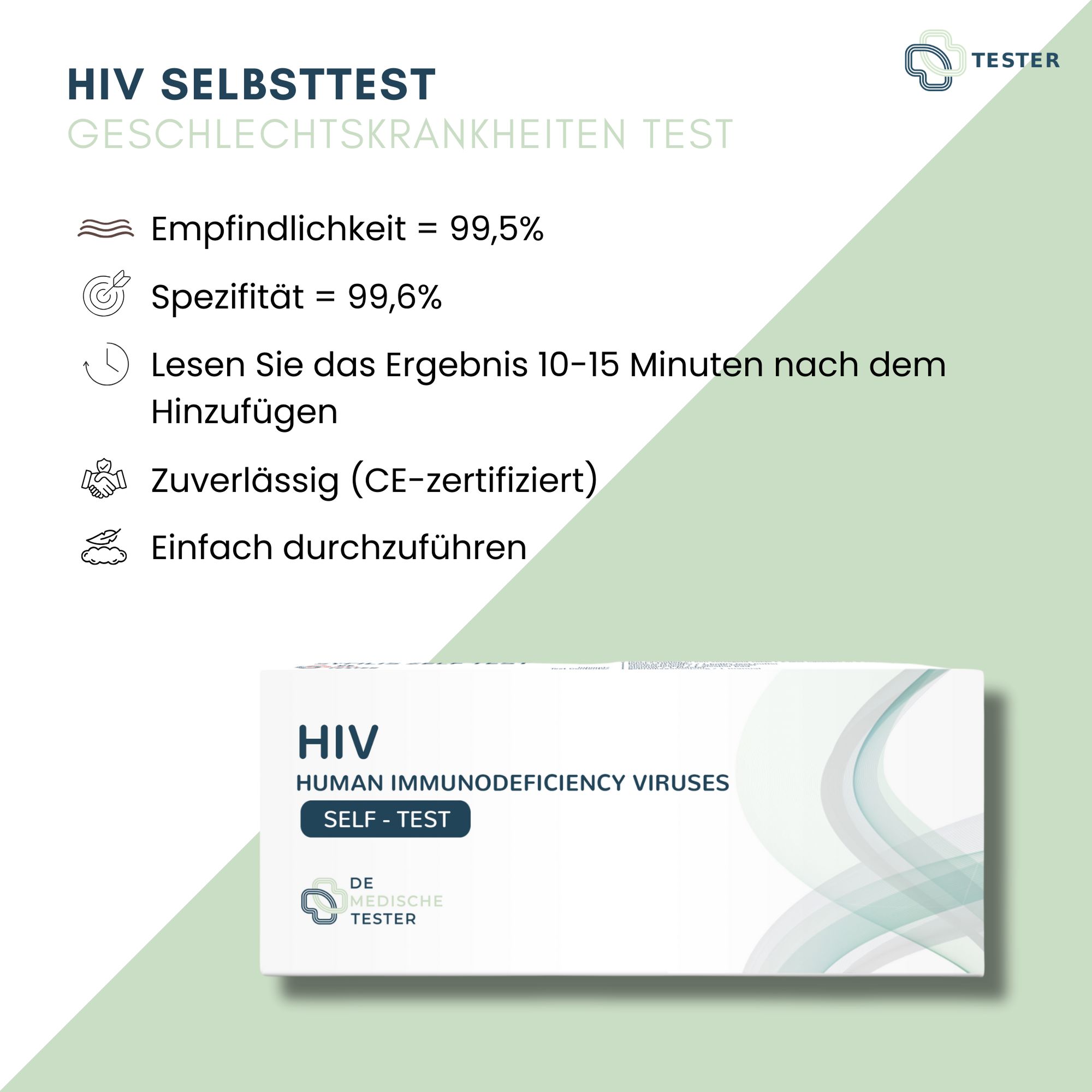 HIV Selbsttest - Geschlechtskrankheiten Test - HIV Test für Zuhause - Schnelltest - The Tester