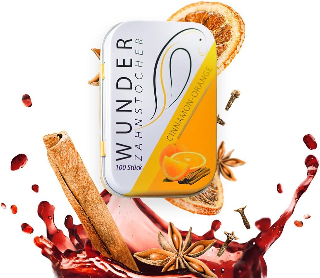 Wunder Zahnstocher mit Geschmack Orange - Zimt  Metalldose