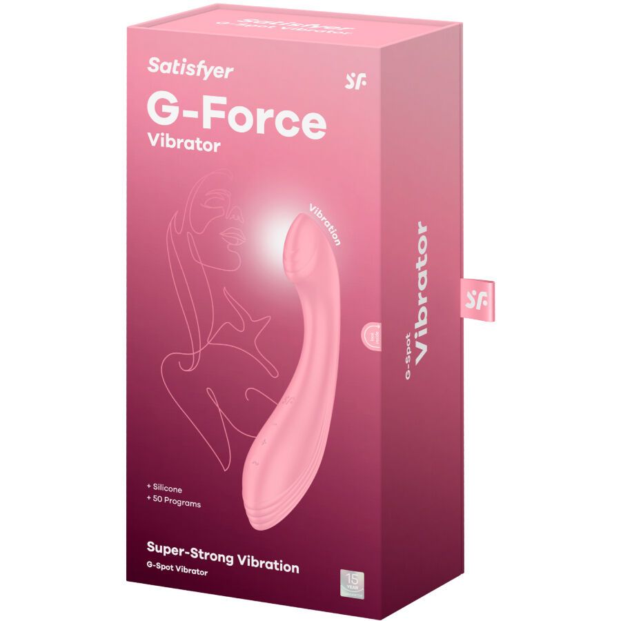 Rosa Produktverpackung. Produktabbildung und Produktname 'G-Force Vibrator'.