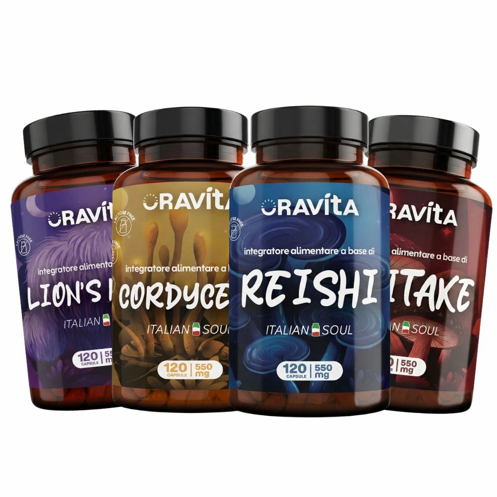 Oravita FUNGHI KIT per Cortisolo, Memoria, Immunità e Energia