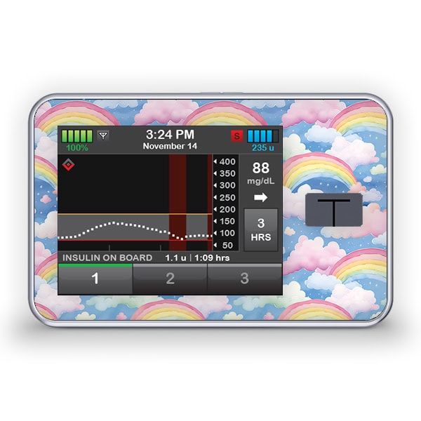 Diasticker® Tandem t:slim X2 Sticker "Rainbow Clouds"