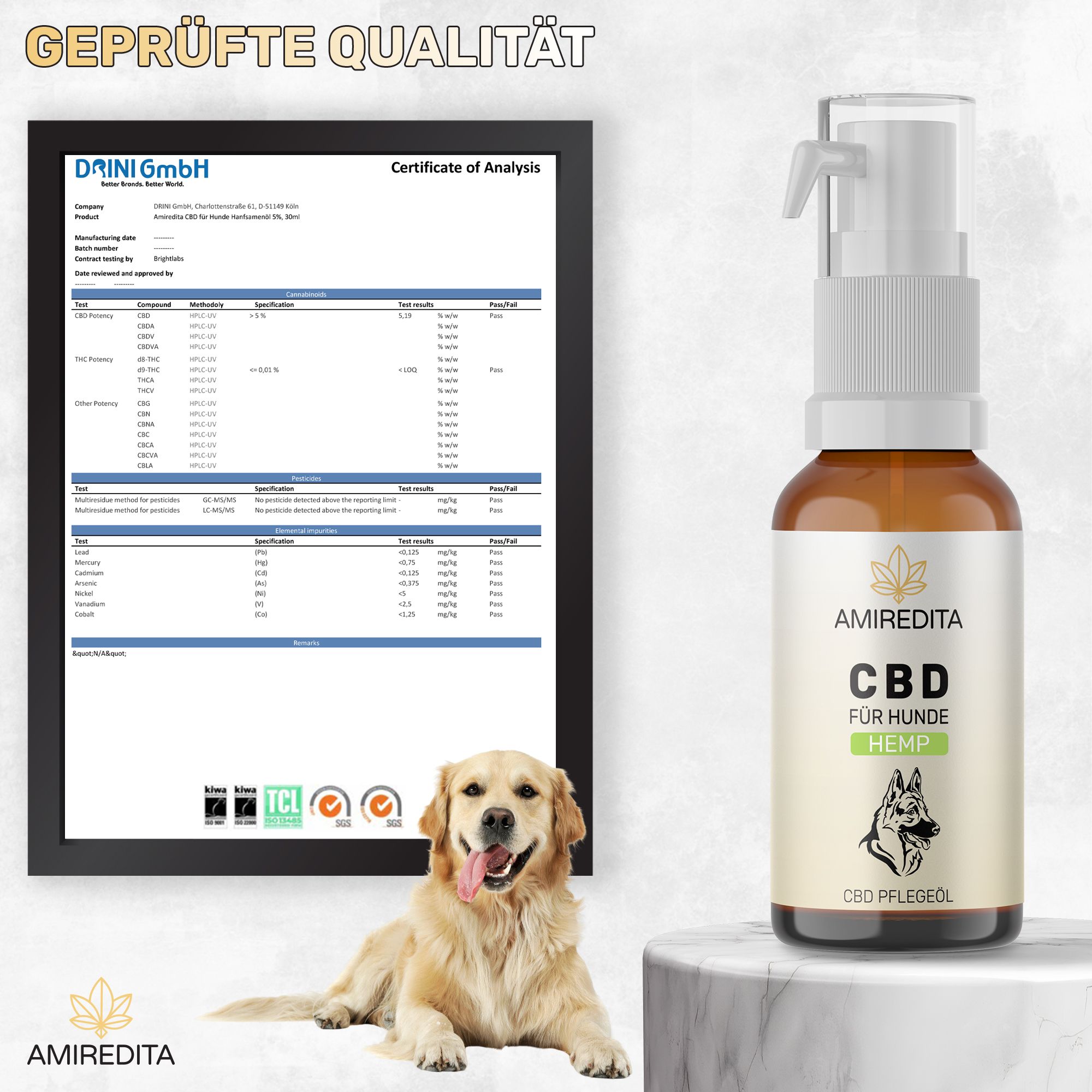 Amiredita CBD Öl Hunde 1500mg - Hanfaroma