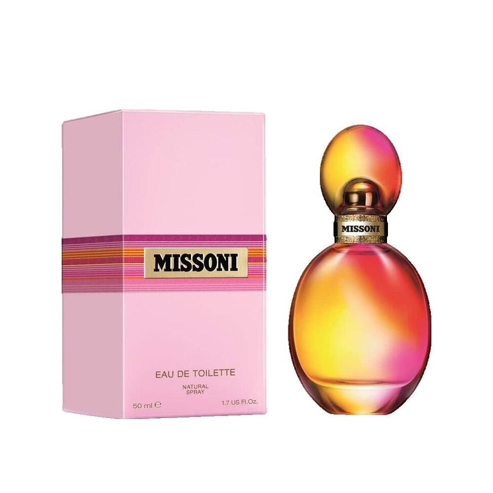 Runder Flakon mit farbigem Inhalt und Verschluss. Rosa Verpackung mit Markenname. Goldfarbene Details.