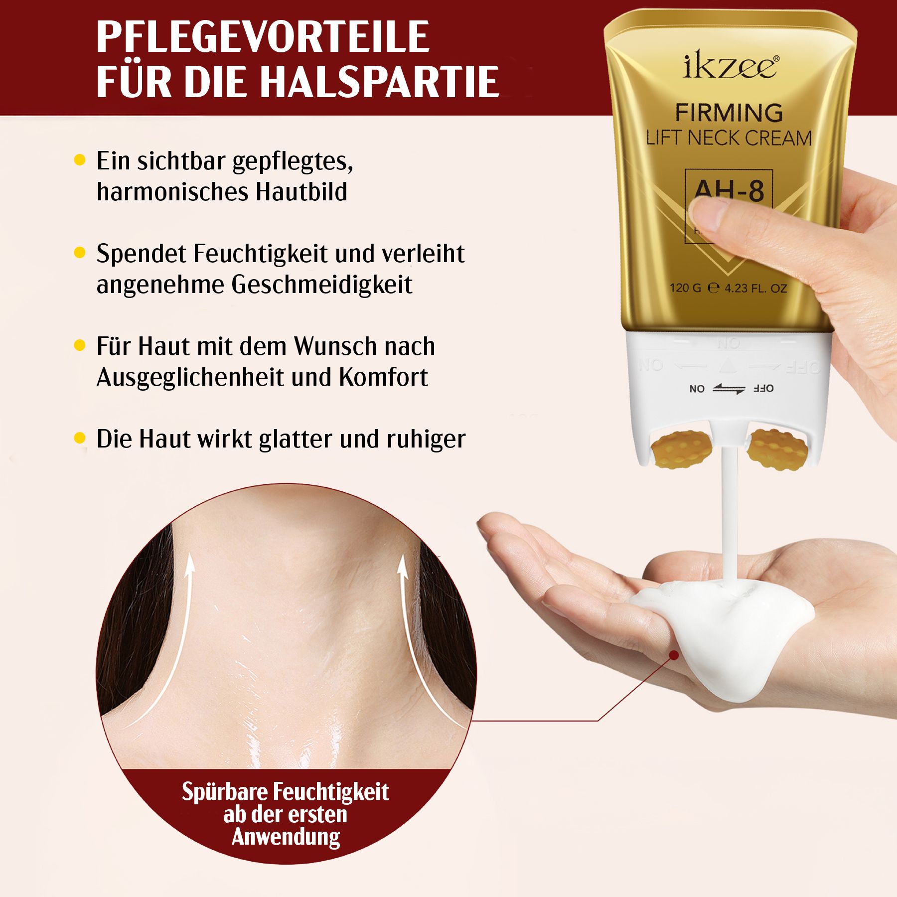 P-beauty AH-8 Neck Lift Creme Roller Halscreme mit Hexapeptid-8