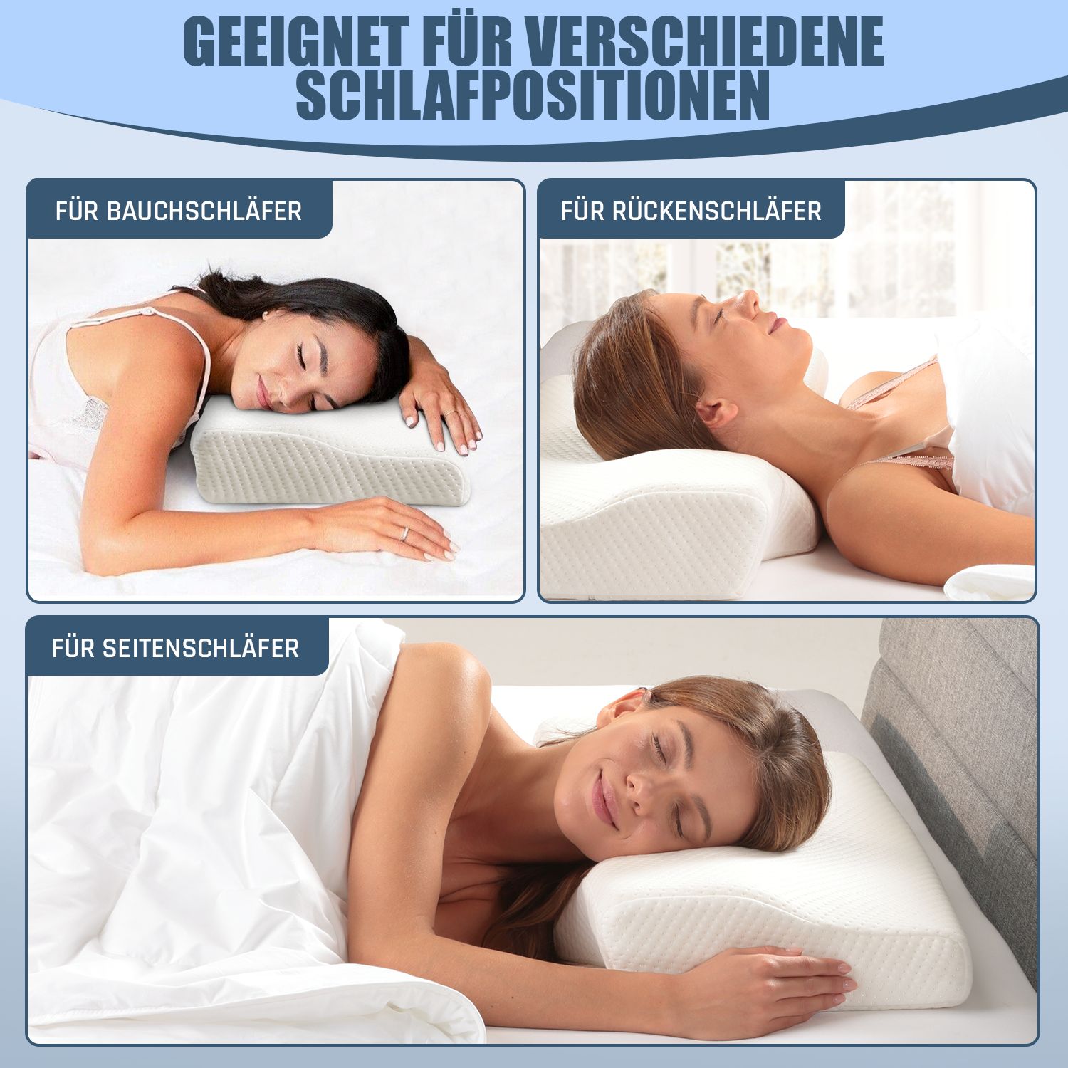 ELONEO Anti-Schnarch Kissen, 35x11x60cm, stabile Lage des Kopfes, Hausstauballergiker geeignet