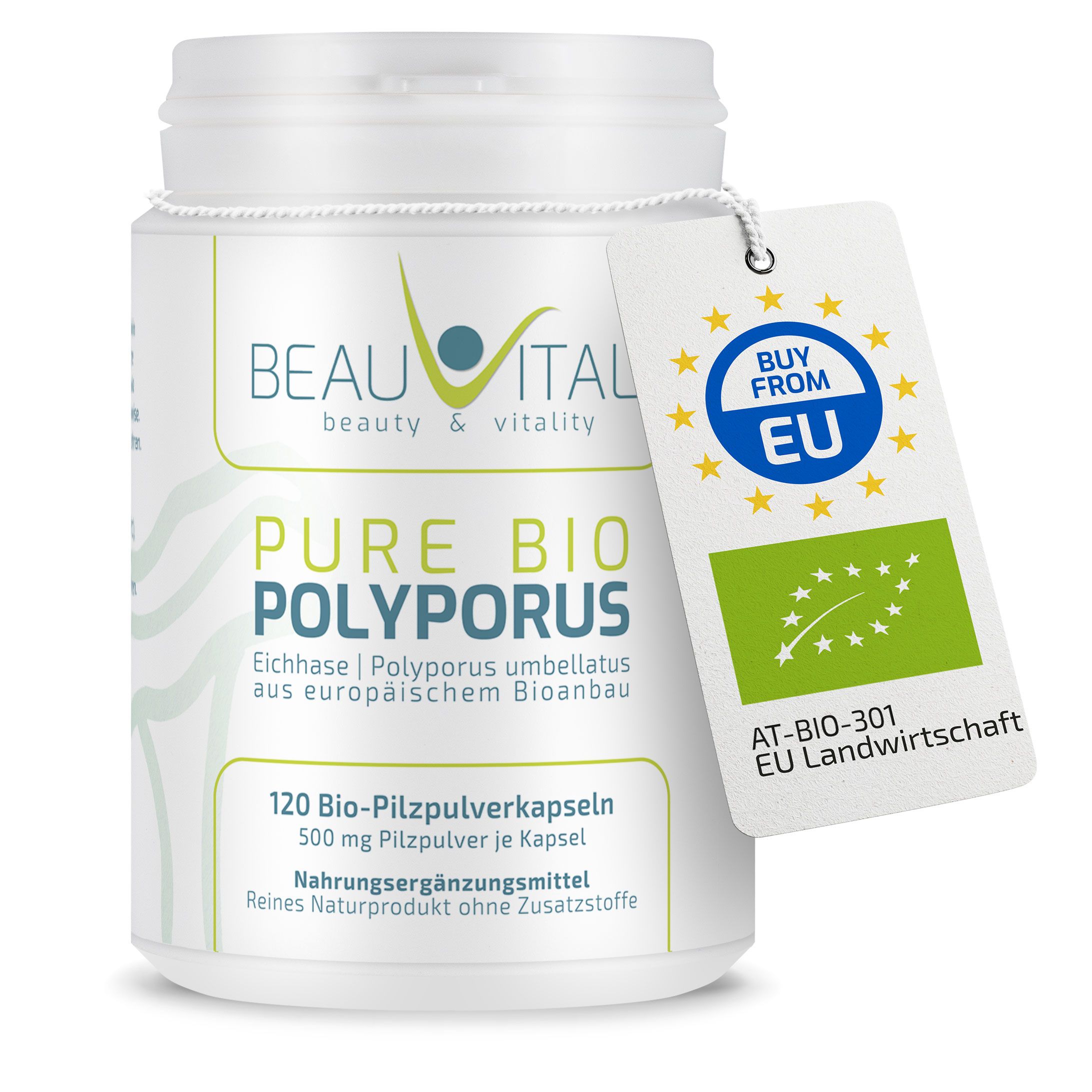 BEAUVITAL® Pure Bio Polyporus Kapseln, Eichhase (Polyporus umbellatus) aus EU-Anbau