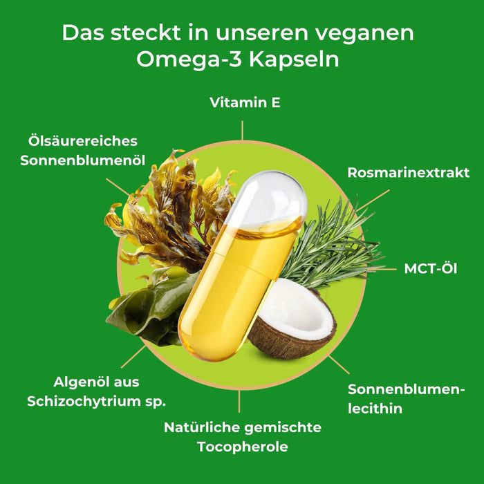 Viktilabs Vegane Omega-3 Kapseln: Hochwertiges Algenöl mit 20% EPA & 40% DHA