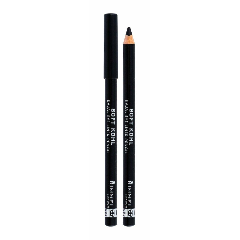 Zwei schwarze Kajalstifte. Aufschrift: Soft Khol Kajal Eye Liner Pencil. Marke: Rimmel.