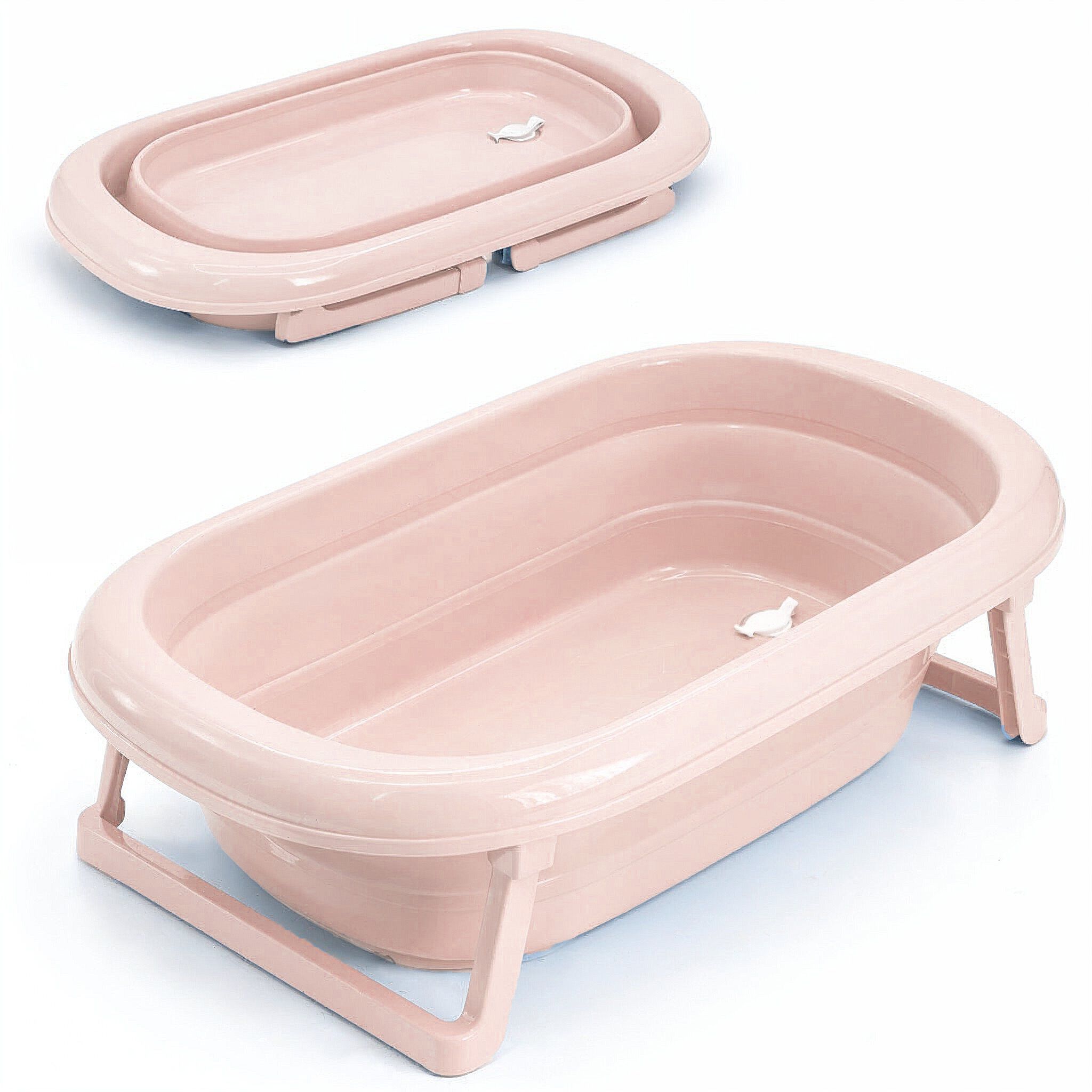 Faltbare Babybadewanne - Klappbare Baby Wanne mit integriertem Thermometer und Abfluss