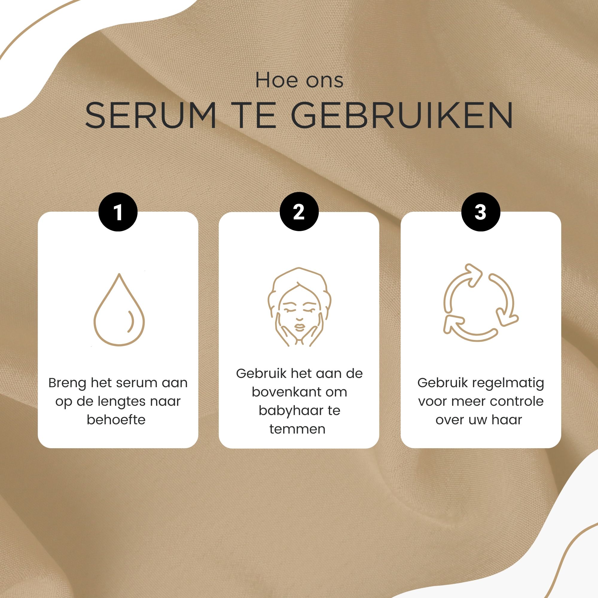 Lachende vrouw met blond haar. Tekst: Onze formule is vrij van sulfaten, siliconen, GGO's en minerale oliën.