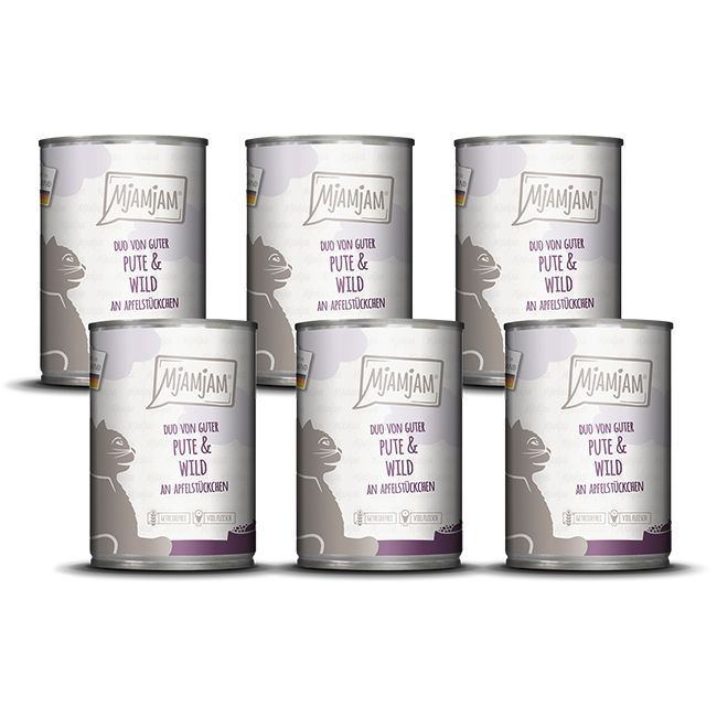 MjAMjAM - DUO von guter Pute & Wild an Apfelstückchen 6x400 g Futter