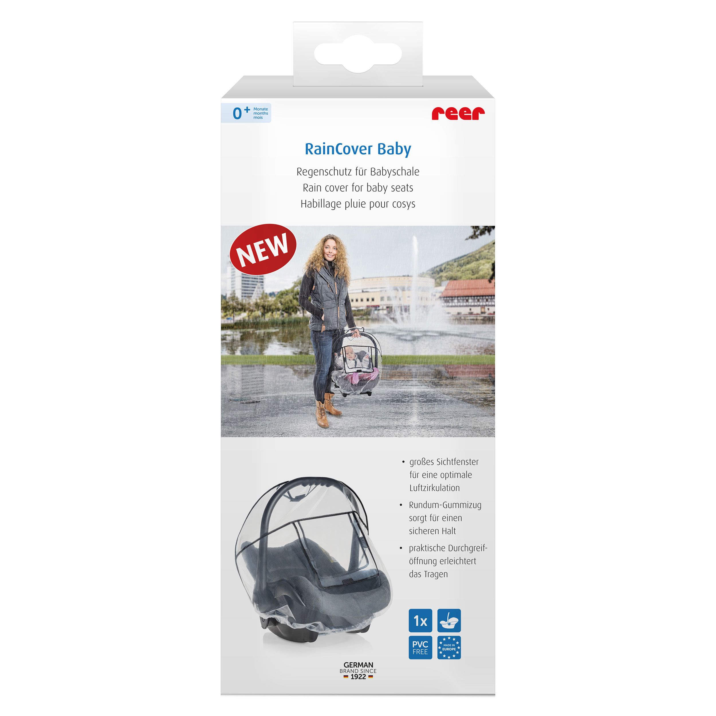 reer RainCover Baby Regenschutz für Babyschale, Regenverdeck, Regenhaube