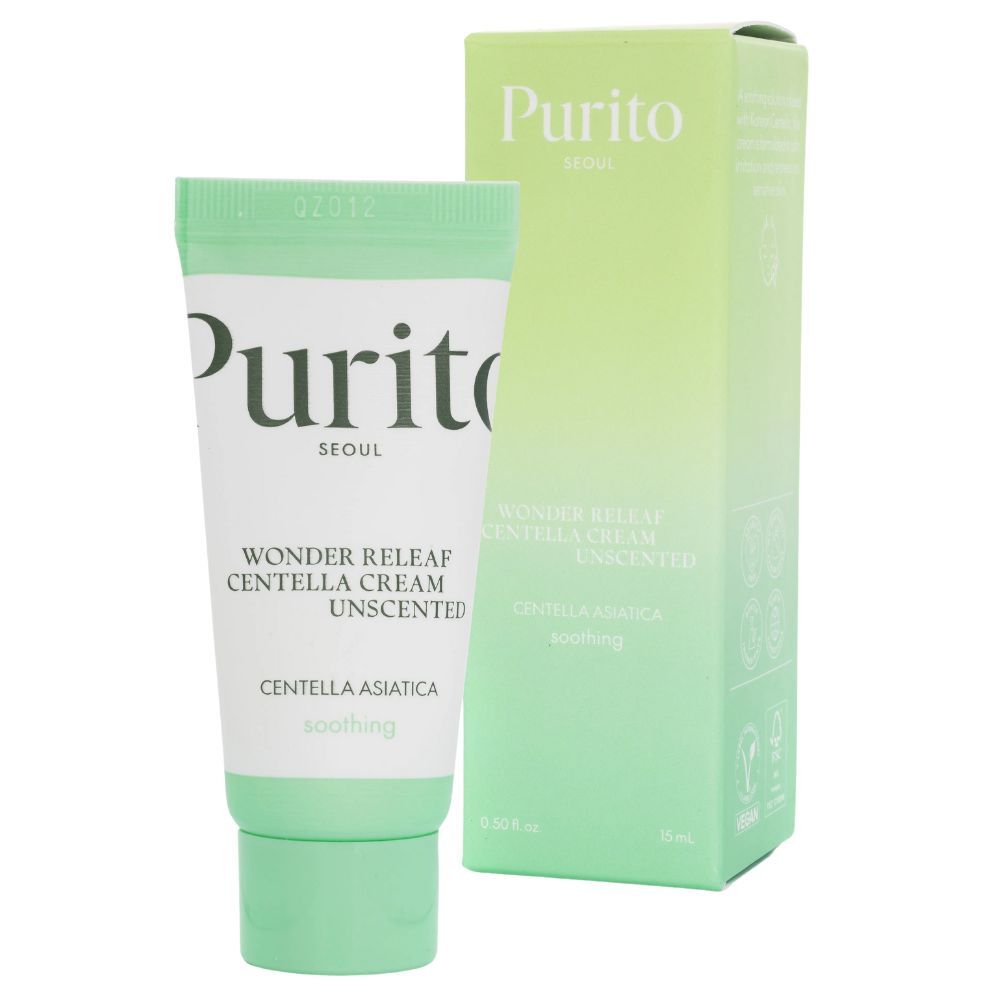 PURITO Wonder Releaf Centella Cream Unscented Tube und Box, 15ml.