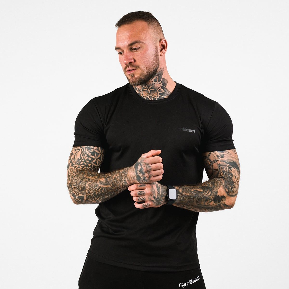 GymBeam T-Shirt Herren regular Kurzarm aus Polyester Schwarz TRN 1 St