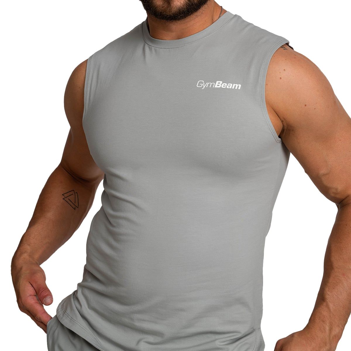 GymBeam Tanktop Herren Regular TRN Grau aus Baumwoll-Elastan-Material