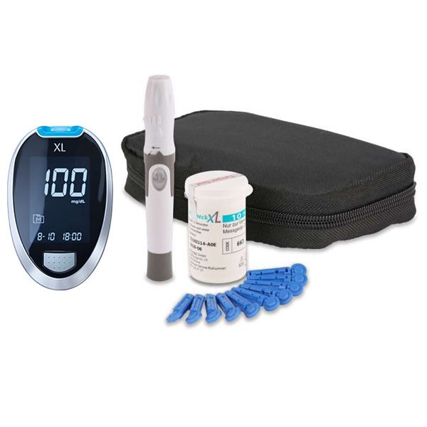 GlucoCheck XL Set [mg/dl] mit 60 Teststreifen zur Kontrolle des Blutzuckers 1 mg