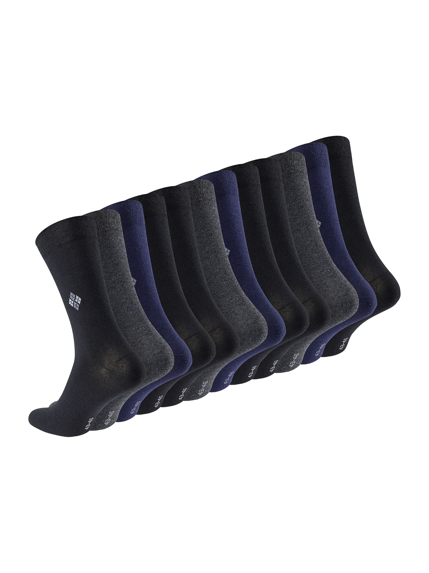 12 Socken, verschiedene Farben. Dunkelblau, Grau und Schwarz. Mit Logo. Größe 39-42.