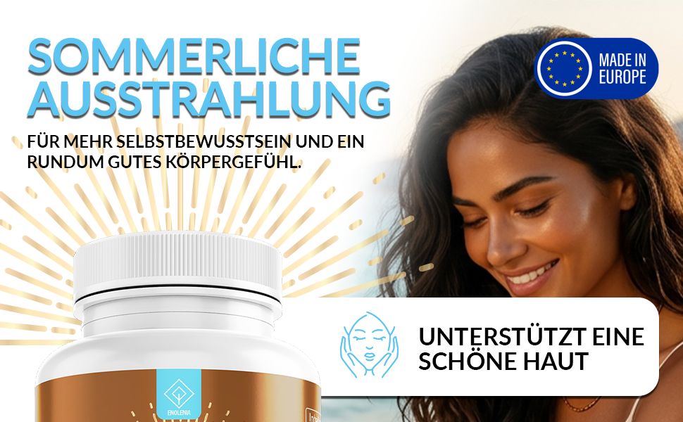 Enolenia® | Bräunungskapseln | Beta-Carotin | 100% Natürlicher Bräunungsbeschleuniger