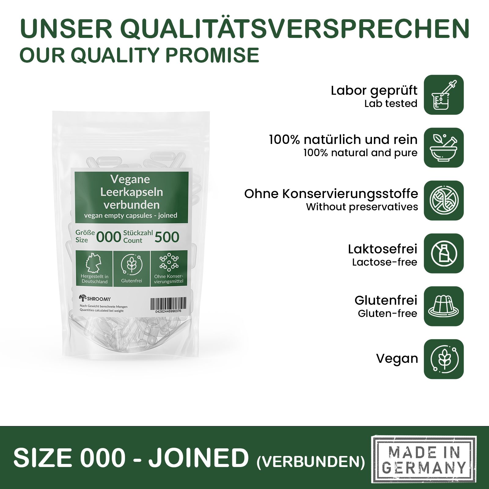 SHROOMY Leerkapseln Größe 000 verbunden