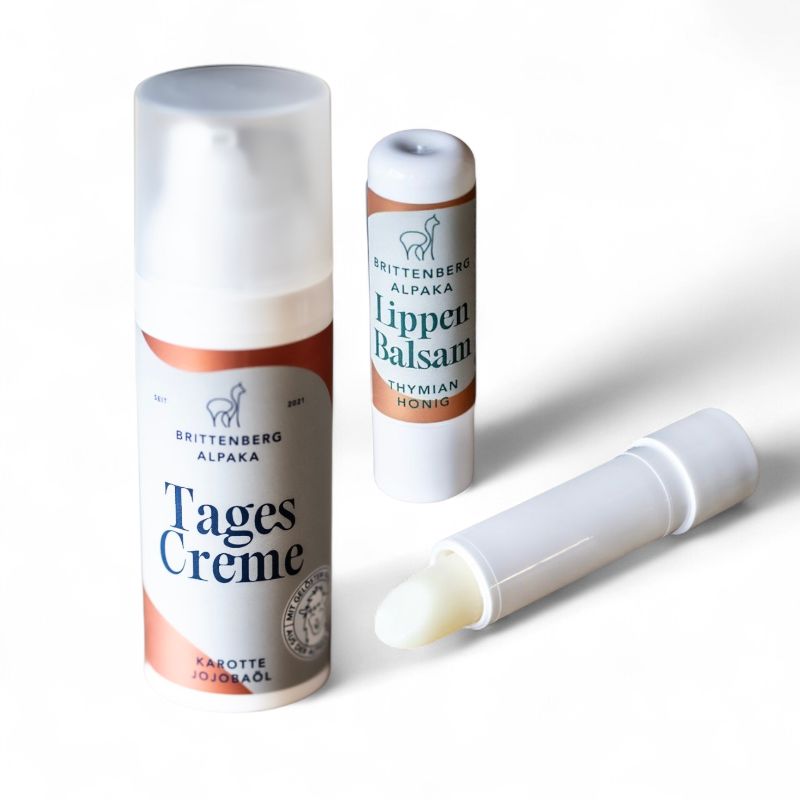 Brittenberg Alpaka Pflegeset mit Tagescreme & Lippenbalsam 50 ml