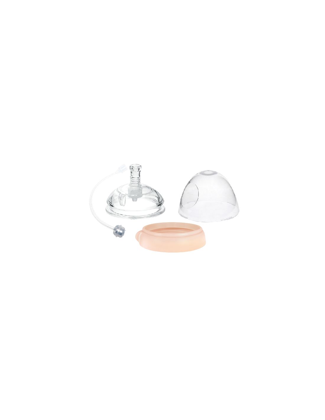 Set aus Trinkflaschenaufsatz mit Strohhalm. Enthält transparente Kappe, Sauger, Dichtung und Strohhalm.