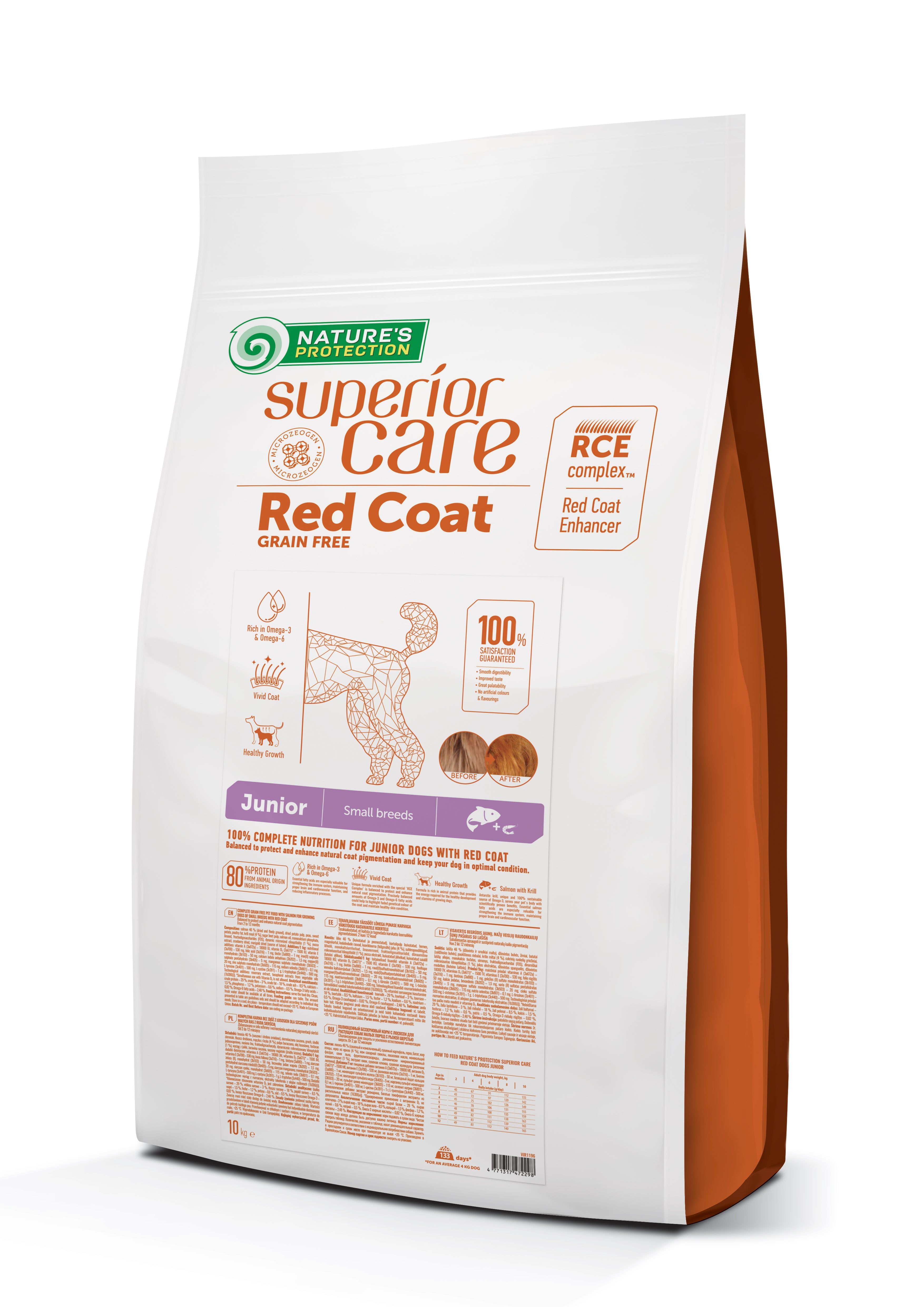 Nature's Protection red coat dog gf salmon junior small breed