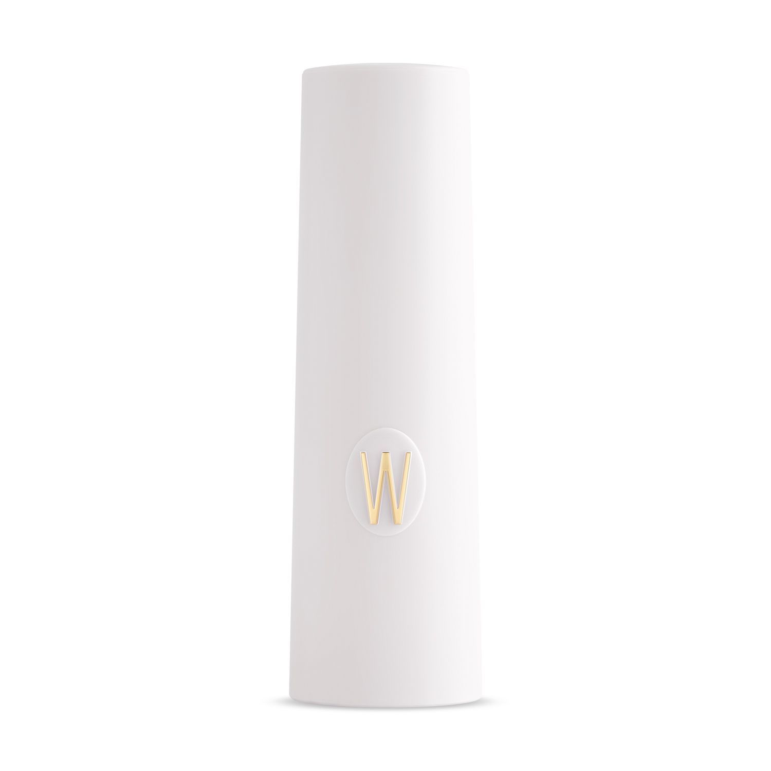 Rossetto WYCON Cosmetics Starshine. Contenitore cilindrico bianco per rossetto con logo 'W' dorato. Il rossetto è chiuso. Nessun altro dettaglio visibile.