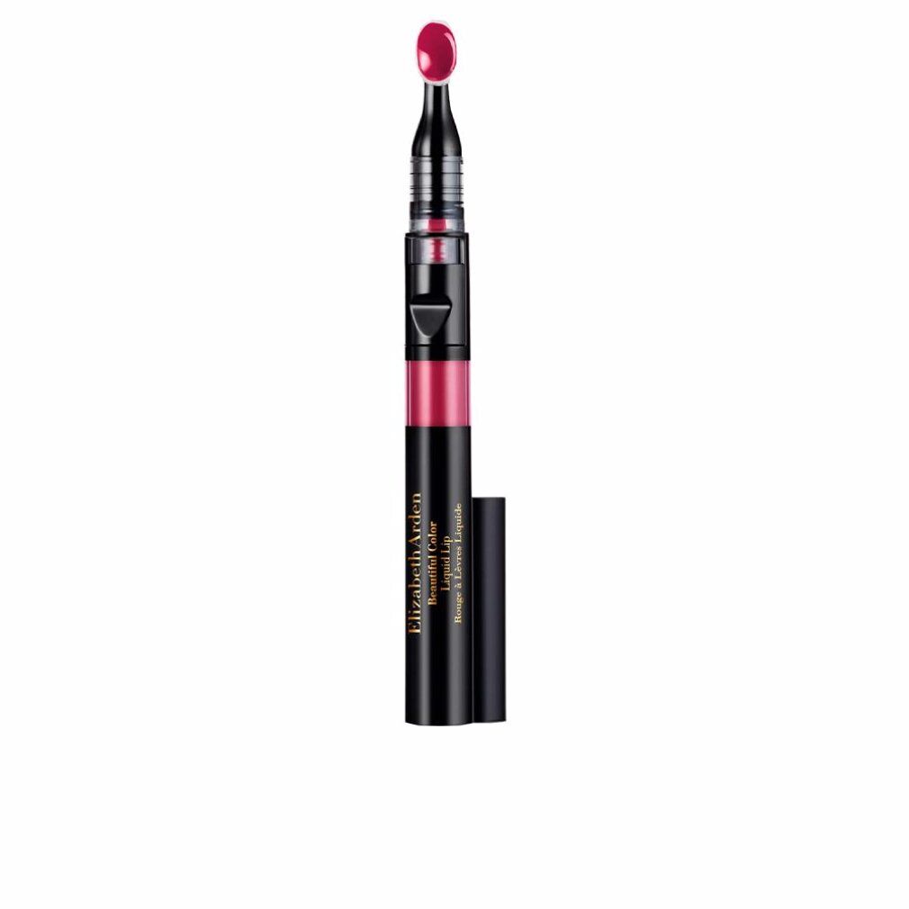 Burgunderfarbener Liquid Lip Lacquer mit Applikator. Schwarzer Behälter mit Produktbezeichnung. Offene Kappe.