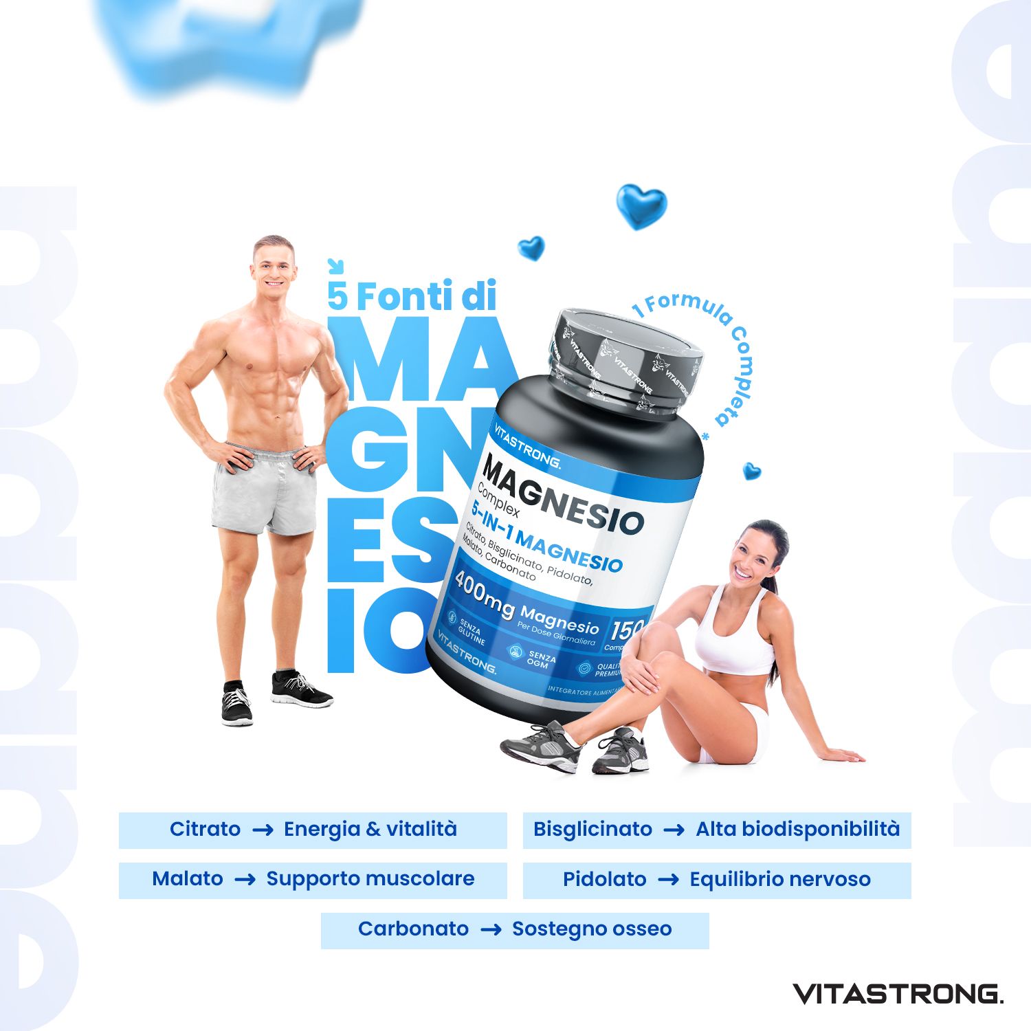 Vitastrong Magnesium Komplex 5-in-1, 400mg pro Dosis - 150 Tabletten