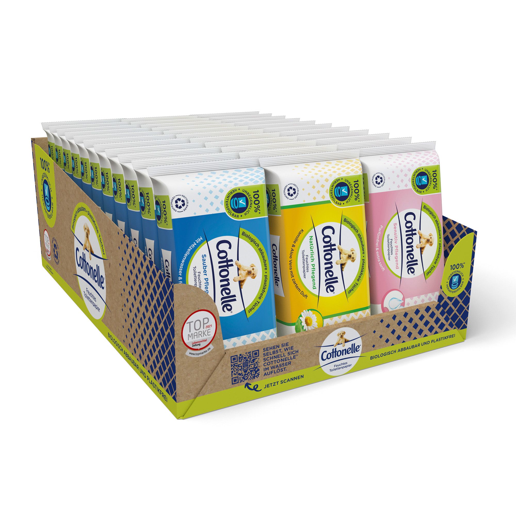 Cottonelle Feuchtes Toilettenpapier Mix-Display Spülbar